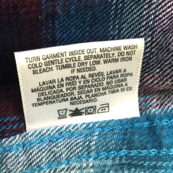 Roebuck and Co Western Pearl Snap Cowboy Rodeo Blue Plaid Flannel Shirt Men's S - Picture 10 of 13